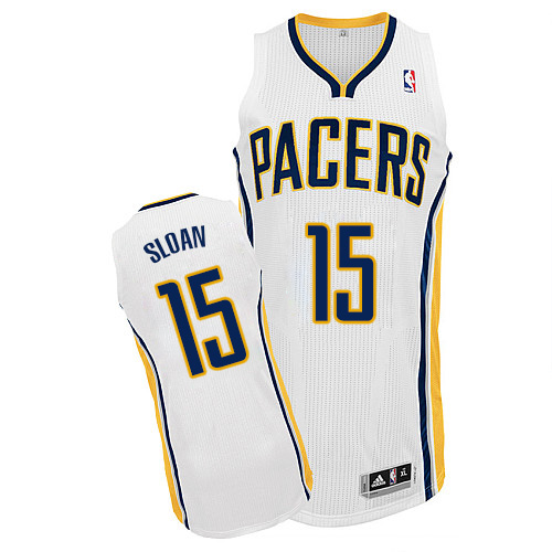 Donald Sloan Authentic In White Adidas NBA Indiana Pacers #15 Men's Home Jersey