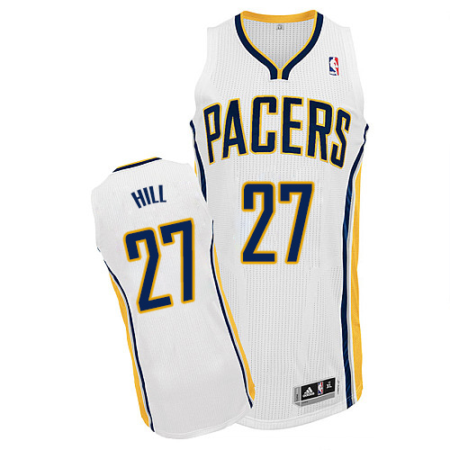Jordan Hill Authentic In White Adidas NBA Indiana Pacers #27 Men's Home Jersey - Click Image to Close