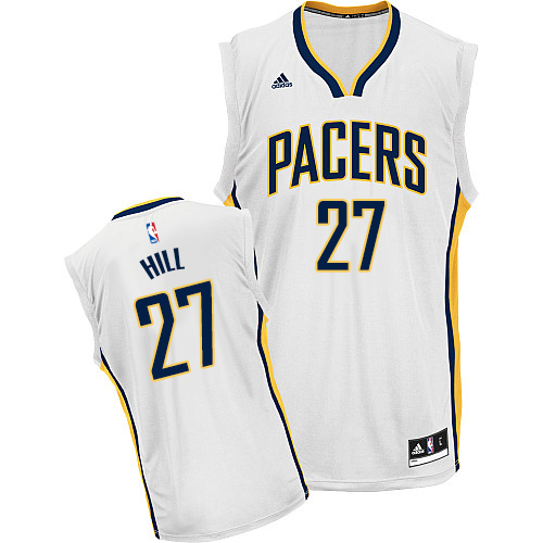 Jordan Hill Swingman In White Adidas NBA Indiana Pacers #27 Men's Home Jersey - Click Image to Close
