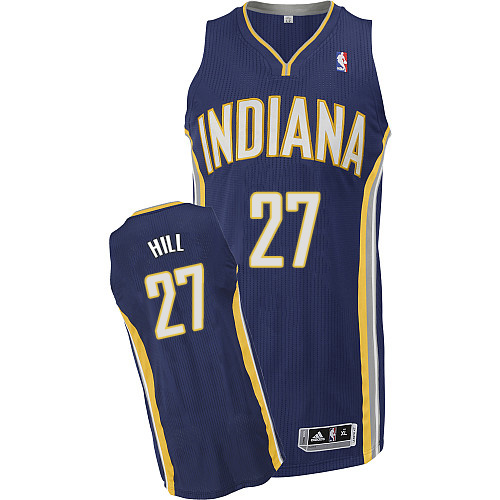 Jordan Hill Authentic In Navy Blue Adidas NBA Indiana Pacers #27 Men's Road Jersey