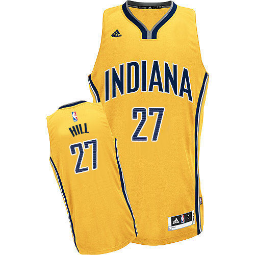 Jordan Hill Swingman In Gold Adidas NBA Indiana Pacers #27 Men's Alternate Jersey - Click Image to Close