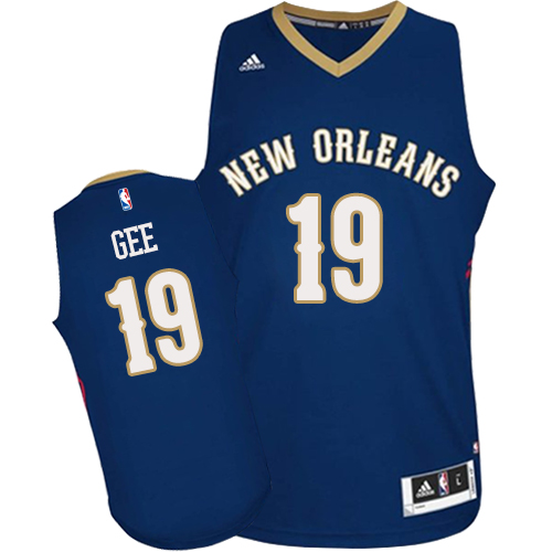 Alonzo Gee Authentic In Navy Blue Adidas NBA New Orleans Pelicans #19 Men's Road Jersey - Click Image to Close