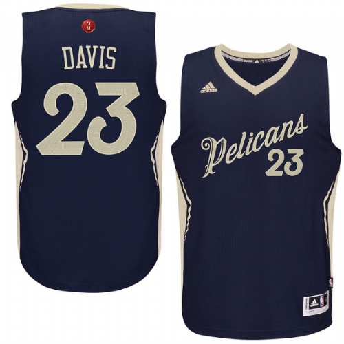 Anthony Davis Authentic In Navy Blue Adidas NBA New Orleans Pelicans 2015-16 Christmas Day #23 Men's Jersey