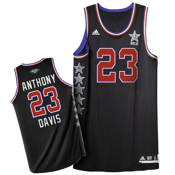 Anthony Davis Authentic In Black Adidas NBA New Orleans Pelicans 2015 All Star #23 Men's Jersey