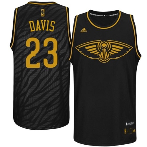 Anthony Davis Authentic In Black Adidas NBA New Orleans Pelicans Precious Metals Fashion #23 Men's Jersey - Click Image to Close
