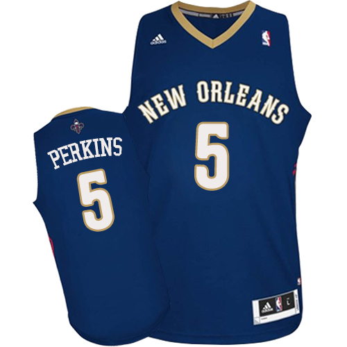 Kendrick Perkins Swingman In Navy Blue Adidas NBA New Orleans Pelicans #5 Men's Road Jersey