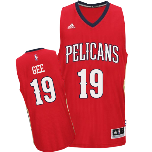 Alonzo Gee Authentic In Red Adidas NBA New Orleans Pelicans #19 Men's Alternate Jersey - Click Image to Close