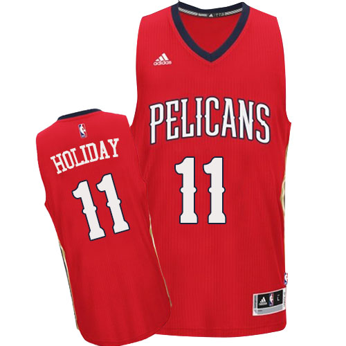 Jrue Holiday Authentic In Red Adidas NBA New Orleans Pelicans #11 Men's Alternate Jersey