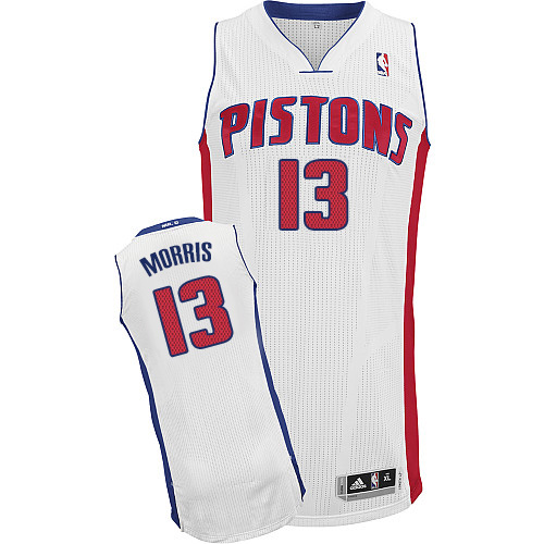 Marcus Morris Authentic In White Adidas NBA Detroit Pistons #13 Men's Home Jersey - Click Image to Close