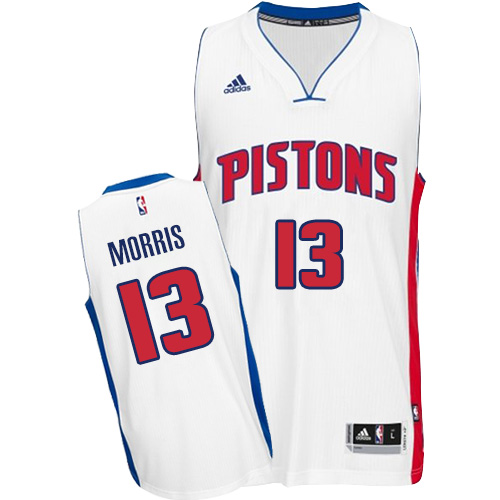 Marcus Morris Swingman In White Adidas NBA Detroit Pistons #13 Men's Home Jersey - Click Image to Close