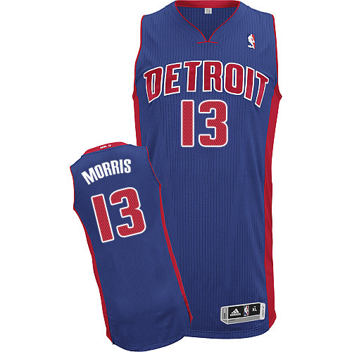 Marcus Morris Authentic In Royal Blue Adidas NBA Detroit Pistons #13 Men's Road Jersey - Click Image to Close