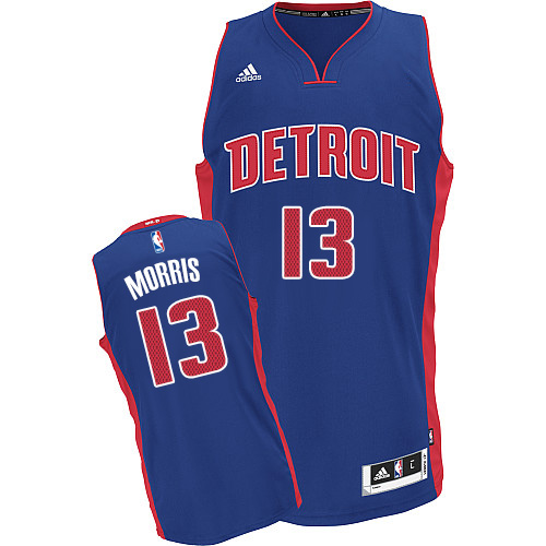 Marcus Morris Swingman In Royal Blue Adidas NBA Detroit Pistons #13 Men's Road Jersey - Click Image to Close