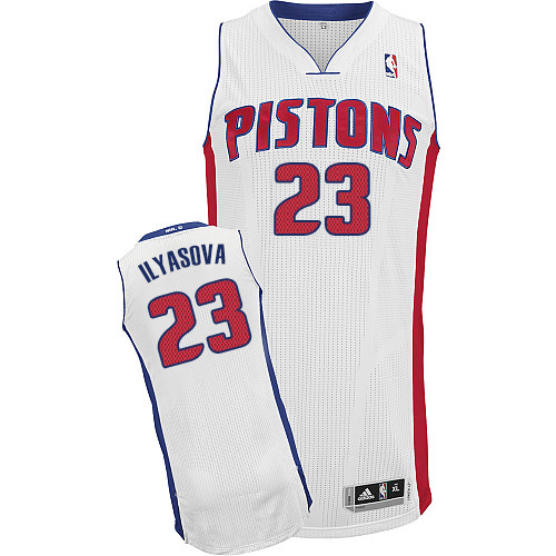 Ersan Ilyasova Authentic In White Adidas NBA Detroit Pistons #23 Men's Home Jersey - Click Image to Close