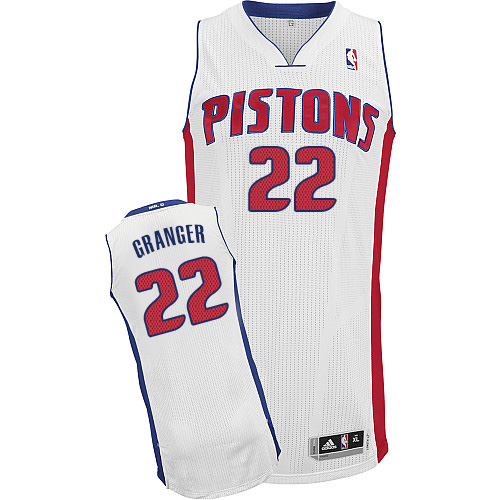 Danny Granger Authentic In White Adidas NBA Detroit Pistons #22 Men's Home Jersey