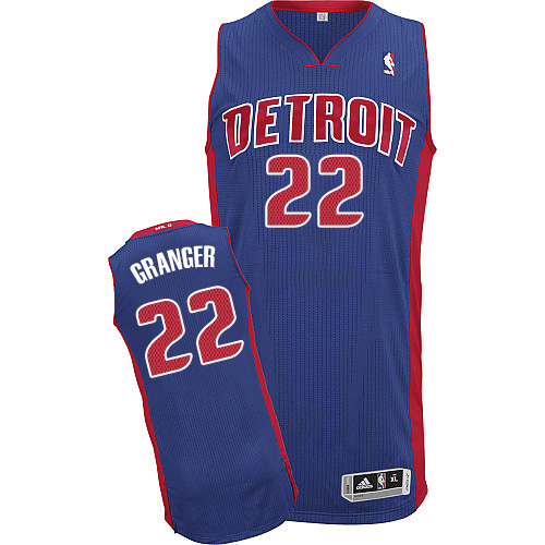Danny Granger Authentic In Royal Blue Adidas NBA Detroit Pistons #22 Men's Road Jersey - Click Image to Close