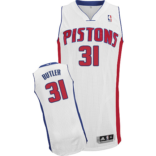 Caron Butler Authentic In White Adidas NBA Detroit Pistons #31 Men's Home Jersey