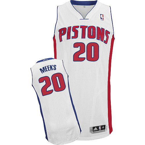 Jodie Meeks Authentic In White Adidas NBA Detroit Pistons #20 Men's Home Jersey - Click Image to Close