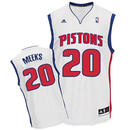 Jodie Meeks Swingman In White Adidas NBA Detroit Pistons #20 Men's Home Jersey - Click Image to Close