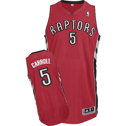 DeMarre Carroll Authentic In Red Adidas NBA Toronto Raptors #5 Men's Road Jersey - Click Image to Close