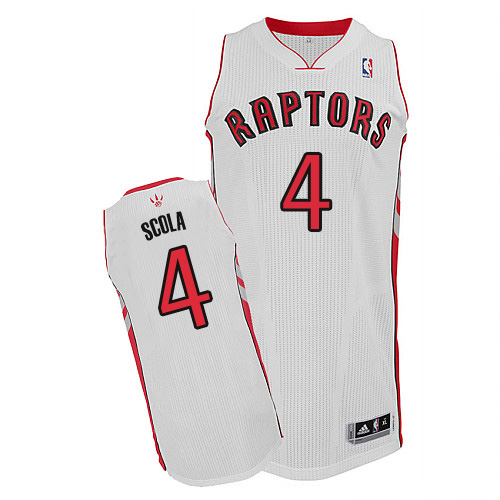 Luis Scola Authentic In White Adidas NBA Toronto Raptors #4 Men's Home Jersey - Click Image to Close