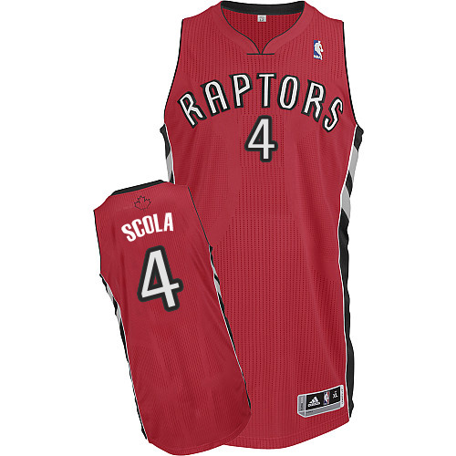 Luis Scola Authentic In Red Adidas NBA Toronto Raptors #4 Men's Road Jersey