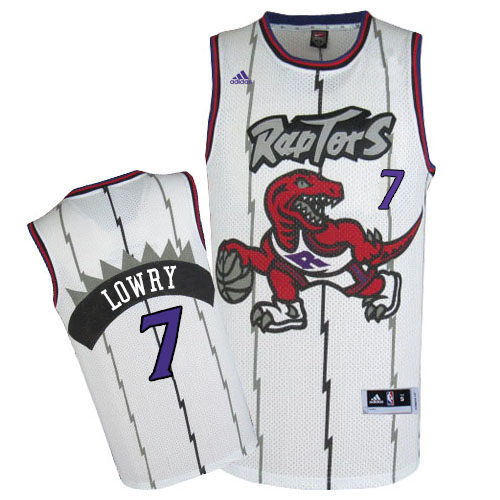 Kyle Lowry Authentic In White Adidas NBA Toronto Raptors #7 Men's Throwback Jersey - Click Image to Close