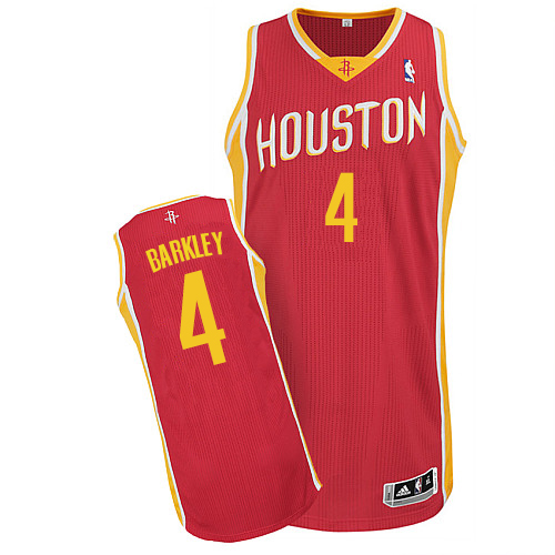 Charles Barkley Authentic In Red Adidas NBA Houston Rockets #4 Men's Alternate Jersey - Click Image to Close