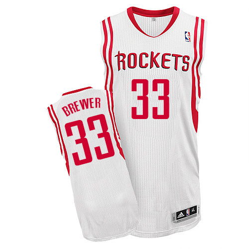 Corey Brewer Authentic In White Adidas NBA Houston Rockets #33 Men's Home Jersey - Click Image to Close