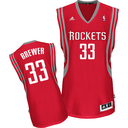 Corey Brewer Swingman In Red Adidas NBA Houston Rockets #33 Men's Road Jersey - Click Image to Close