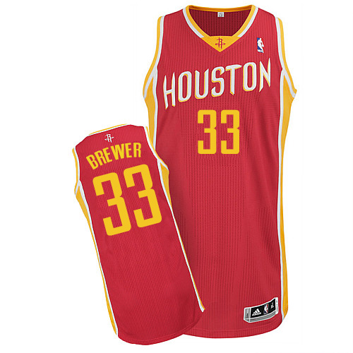Corey Brewer Authentic In Red Adidas NBA Houston Rockets #33 Men's Alternate Jersey - Click Image to Close