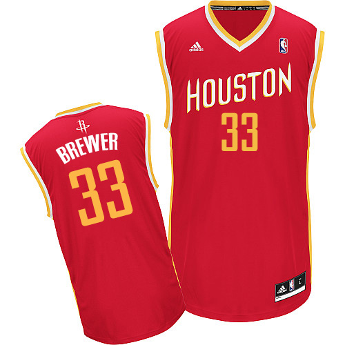 Corey Brewer Swingman In Red Adidas NBA Houston Rockets #33 Men's Alternate Jersey