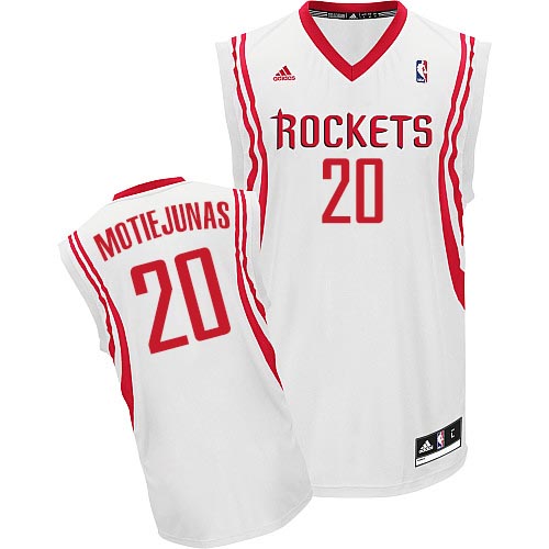 Donatas Motiejunas Swingman In White Adidas NBA Houston Rockets #20 Men's Home Jersey