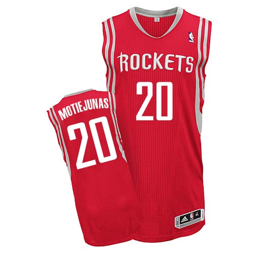 Donatas Motiejunas Authentic In Red Adidas NBA Houston Rockets #20 Men's Road Jersey