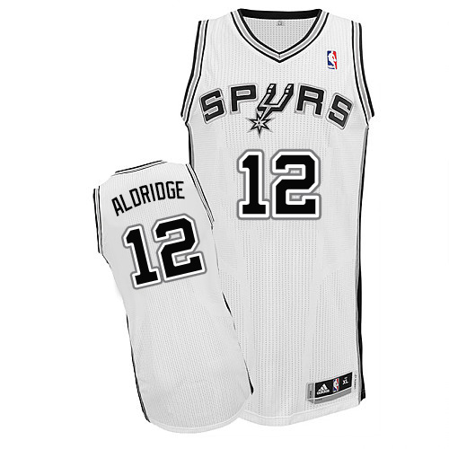 LaMarcus Aldridge Authentic In White Adidas NBA San Antonio Spurs #12 Men's Home Jersey - Click Image to Close