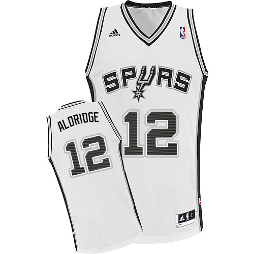 LaMarcus Aldridge Swingman In White Adidas NBA San Antonio Spurs #12 Men's Home Jersey - Click Image to Close