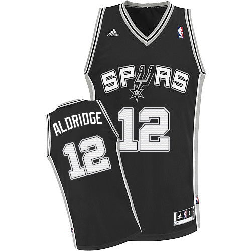 LaMarcus Aldridge Swingman In Black Adidas NBA San Antonio Spurs #12 Men's Road Jersey