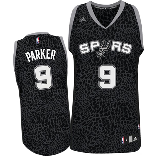 Tony Parker Authentic In Black Adidas NBA San Antonio Spurs Crazy Light #9 Men's Jersey