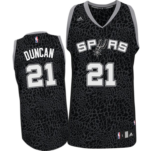 Tim Duncan Authentic In Black Adidas NBA San Antonio Spurs Crazy Light #21 Men's Jersey - Click Image to Close
