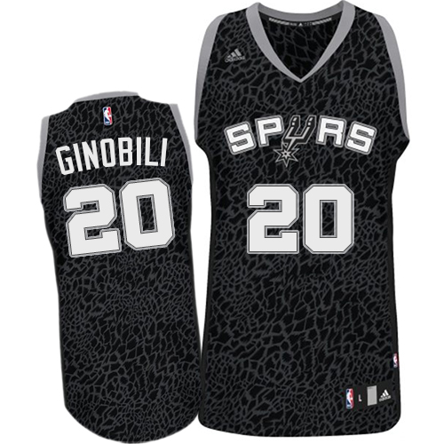 Manu Ginobili Authentic In Black Adidas NBA San Antonio Spurs Crazy Light #20 Men's Jersey