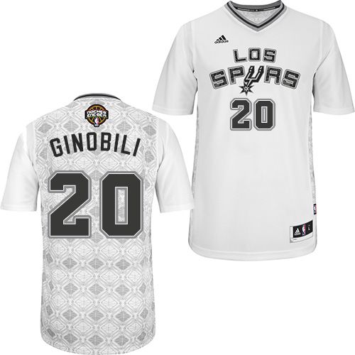 Manu Ginobili Swingman In White Adidas NBA San Antonio Spurs New Latin Nights #20 Men's Jersey - Click Image to Close