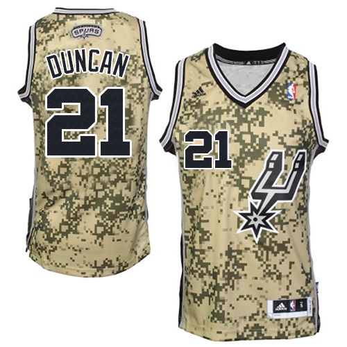 Tim Duncan Authentic In Camo Adidas NBA San Antonio Spurs #21 Men's Jersey - Click Image to Close