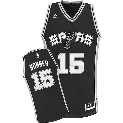 Matt Bonner Swingman In Black Adidas NBA San Antonio Spurs #15 Men's Road Jersey