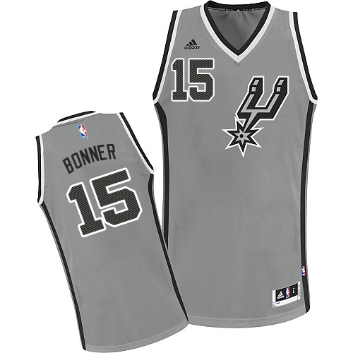 Matt Bonner Swingman In Silver Grey Adidas NBA San Antonio Spurs #15 Men's Alternate Jersey - Click Image to Close