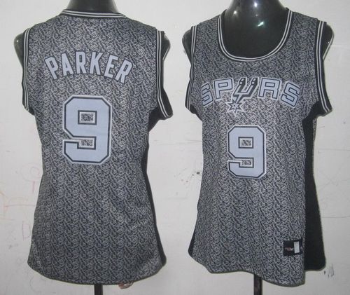 Tony Parker Authentic In Grey Adidas NBA San Antonio Spurs Static Fashion #9 Women's Jersey - Click Image to Close
