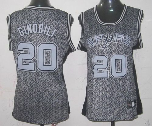 Manu Ginobili Swingman In Grey Adidas NBA San Antonio Spurs Static Fashion #20 Women's Jersey - Click Image to Close