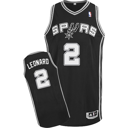Kawhi Leonard Authentic In Black Adidas NBA San Antonio Spurs #2 Youth Road Jersey