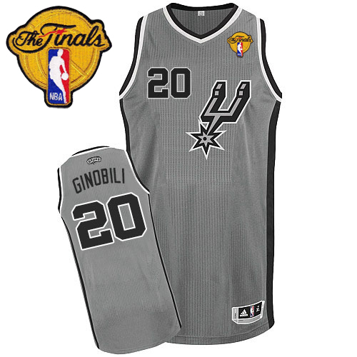Manu Ginobili Authentic In Silver Grey Adidas NBA Finals San Antonio Spurs #20 Men's Alternate Jersey