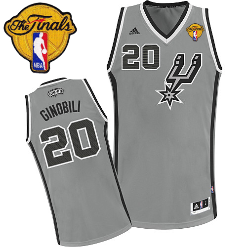 Manu Ginobili Swingman In Silver Grey Adidas NBA Finals San Antonio Spurs #20 Men's Alternate Jersey
