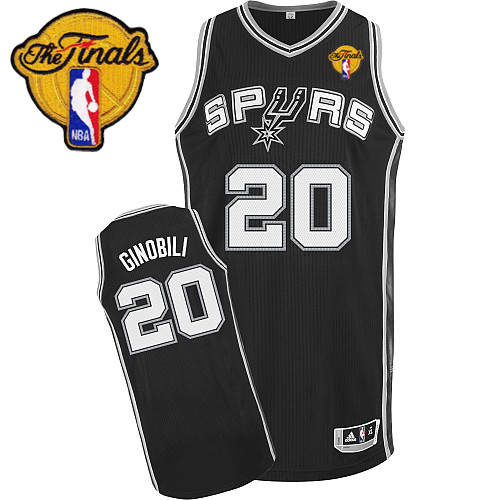 Manu Ginobili Authentic In Black Adidas NBA Finals San Antonio Spurs #20 Youth Road Jersey - Click Image to Close
