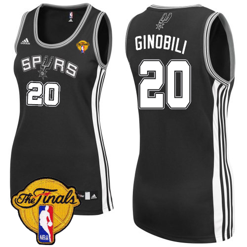 Manu Ginobili Swingman In Black Adidas NBA Finals San Antonio Spurs #20 Women's Road Jersey